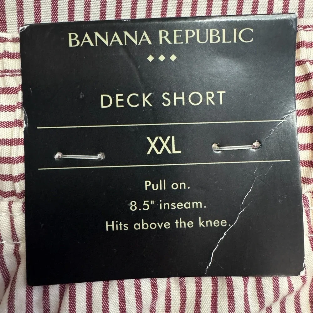 Banana Republic Men's‎ Deck Shorts XXL Red Stripe Cotton Blend Drawstring Casual